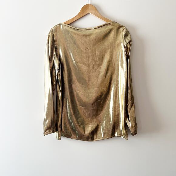 Vintage Anne Crimmins Gold Metallic Long Sleeve Small - Picture 2 of 6